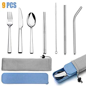 Lunch Box and Camping Spoon Ideal for Travel Grey Office Cutlery Set with Case 3pc Stainless Steel Full Size Knife Fork Lunch Box and Camping Spoon Ideal for Travel Grey Office Cutlery Set with Case 3pc Stainless Steel Full Size Knife Fork